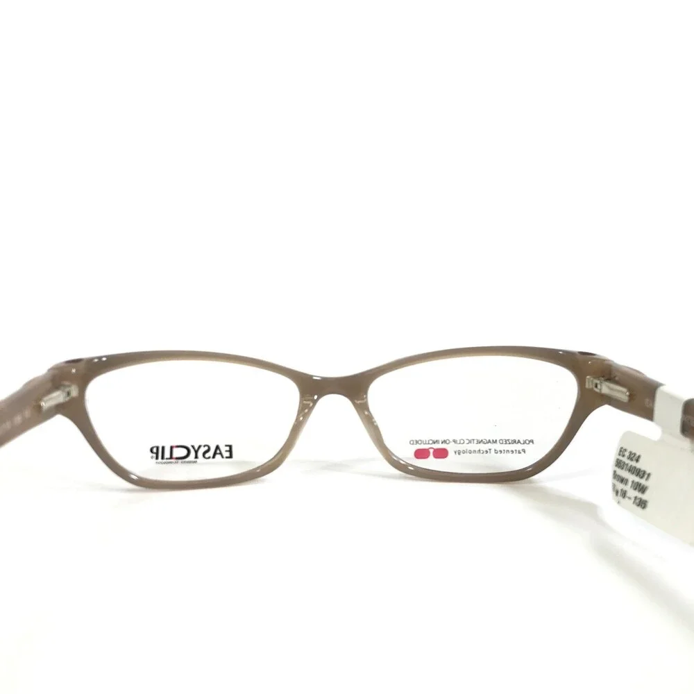 Easyclip Eyeglasses Frames MOD EC324 Brown Cat Eye Frames with Clip On Lenses